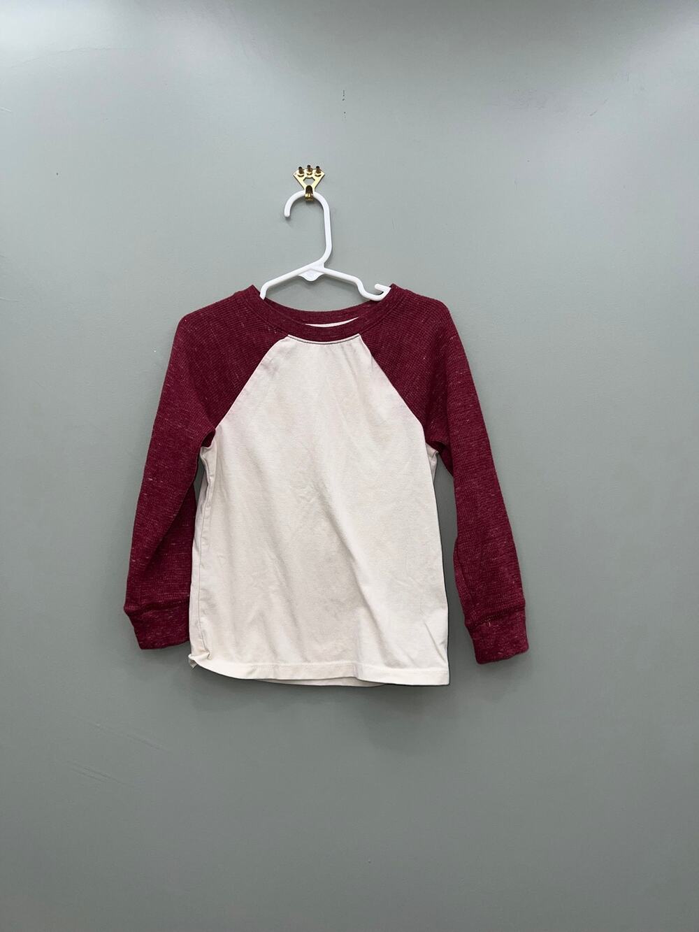 Cat & Jack Toddler Baseball Tee Burgundy White Raglan Long Sleeve 4T
